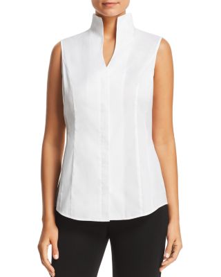 Sleeveless Mandarin Collar Shirt