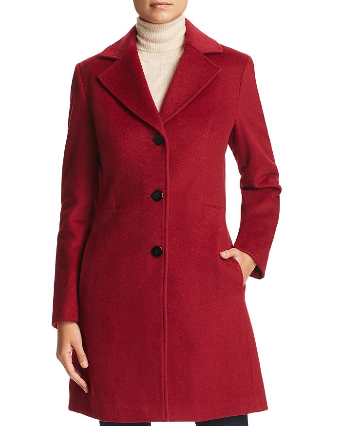 Calvin Klein Single-breasted Button Front Coat In Scarlet