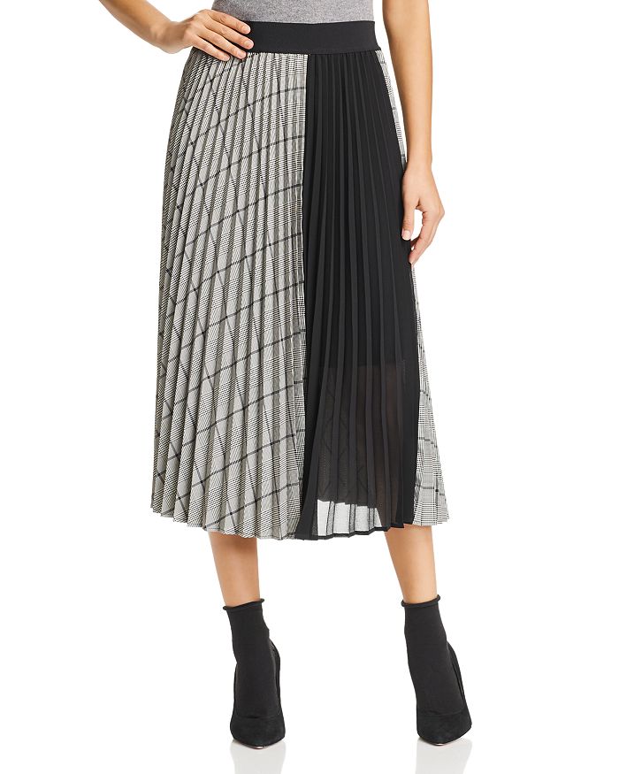 Marella Arold Pleated Glen Plaid Midi Skirt | Bloomingdale's