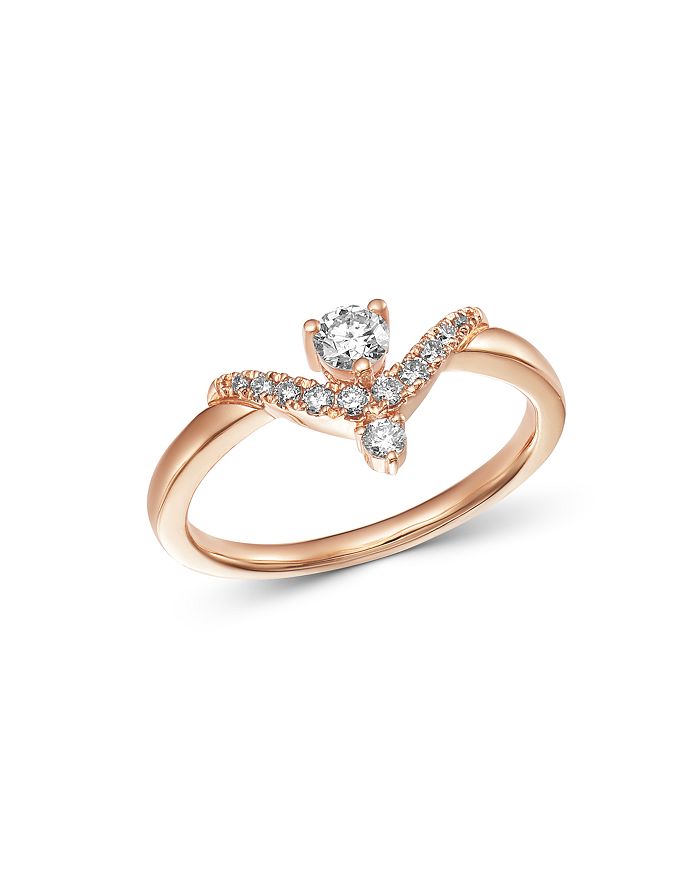 Bloomingdale's Diamond Chevron Ring In 14k Rose Gold, 0.30 Ct. T.w. - 100% Exclusive In White/rose Gold