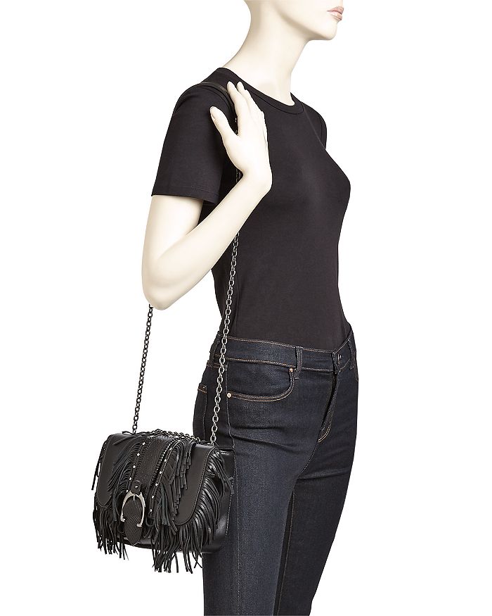 Shop Longchamp Amazone Rock Small Leather Crossbody In Black gunmetal