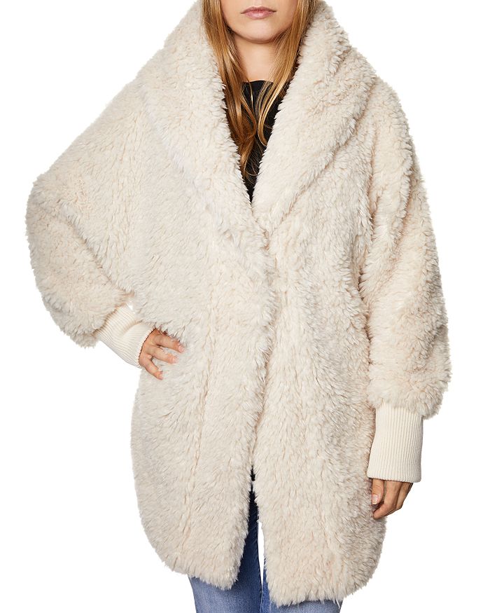 Sage Collective Faux Fur Cocoon Jacket In Cotton Ball