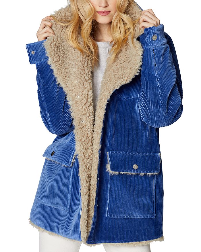 Sage Collective Valley Faux Shearling Lined Corduroy Jacket In Cadet Blue