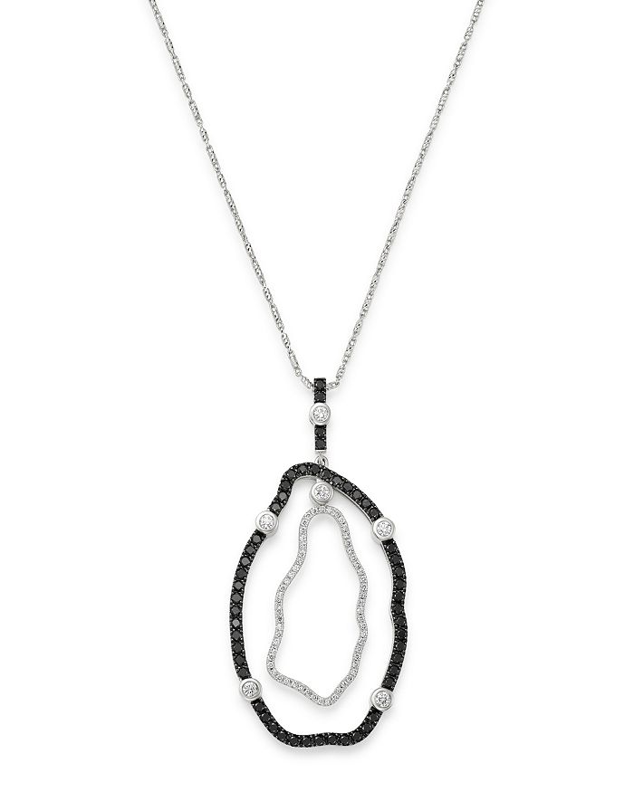 Bloomingdale's Black Diamond & White Diamond Pendant Necklace In 14k White Gold - 100% Exclusive In Black/white