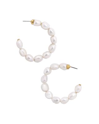 dafina pearl hoop earrings