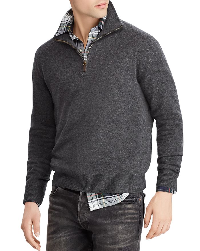 Polo Ralph Lauren Merino Wool Half-zip Sweater In Heather Gray