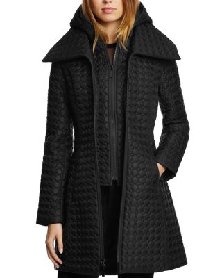 ladies black quilted coat