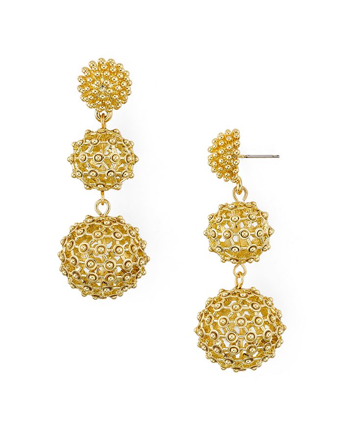 Aqua Textured Sphere Drop Earrings - 100% Exclusive In Gold