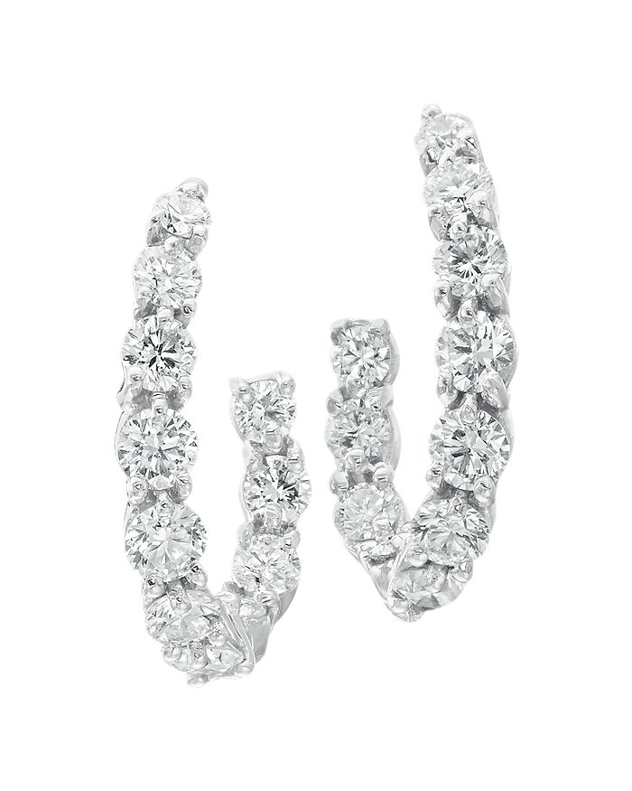 Gumuchian 18k White Gold New Moon Diamond Curve Mini Hoop Earrings