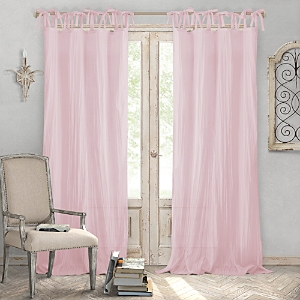 Elrene Home Fashions Jolie Semi-sheer Pleated Curtain Panel, 52 X 95 In Blush