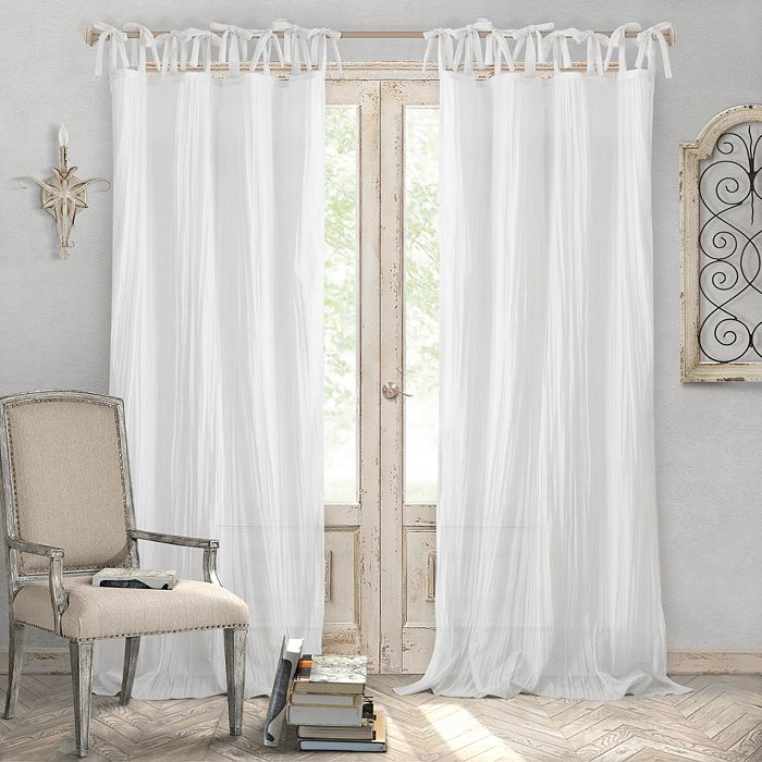 Elrene Home Fashions Jolie Semi-sheer Pleated Curtain Panel, 52 X 95 In White