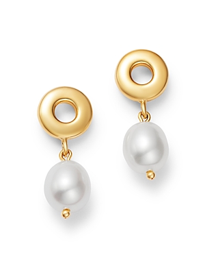Bloomingdale's Cultured Freshwater Pearl & Circle Drop Earrings in 14K Yellow Gold - 100% Exclusive