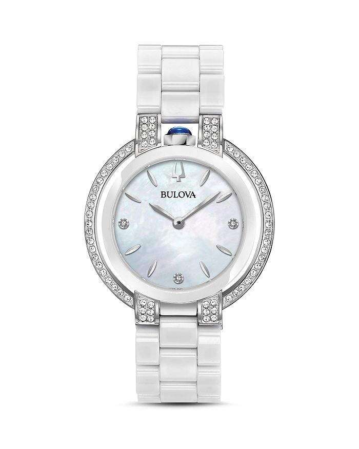 Shop Bulova Rubaiyat Diamond Watch, 35mm In White