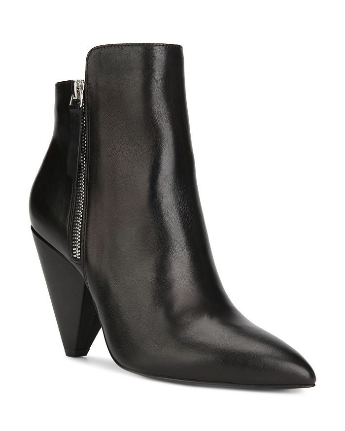 Kenneth Cole Women's Galway Pointed-toe Double Zip Booties In Black Leather