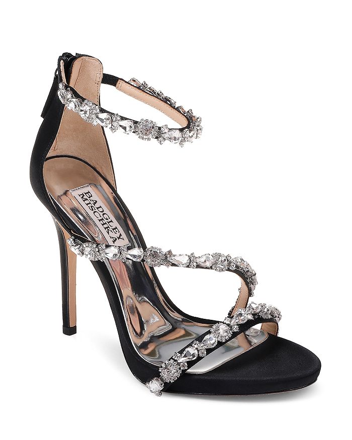 Badgley Mischka Women s Quest Embellished Satin High Heel Sandals