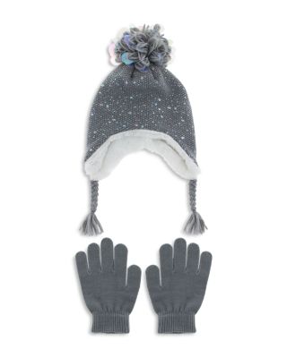 girls grey hat and gloves