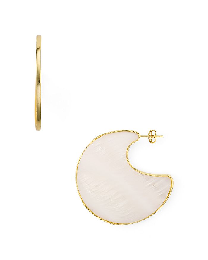 Argento Vivo Mother-of-pearl Sculptural Disc Drop Earrings In 18k Gold-plated Sterling Silver In White/gold