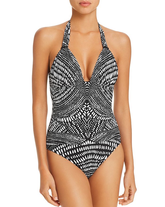 KENNETH COLE FIND TRANQUILITY HALTER ONE PIECE SWIMSUIT,KC9DP09