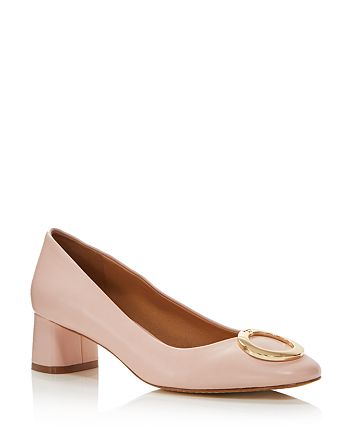Tory Burch Women's Caterina Round Toe Embellished Leather Pumps |  Bloomingdale's