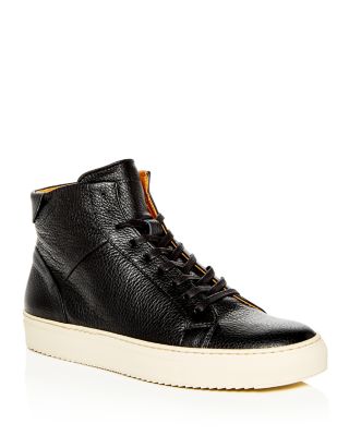 mens black leather high top shoes