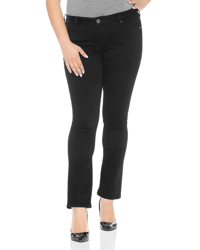 SLINK Jeans Plus Straight-Leg Jeans in Solid Black | Bloomingdale's