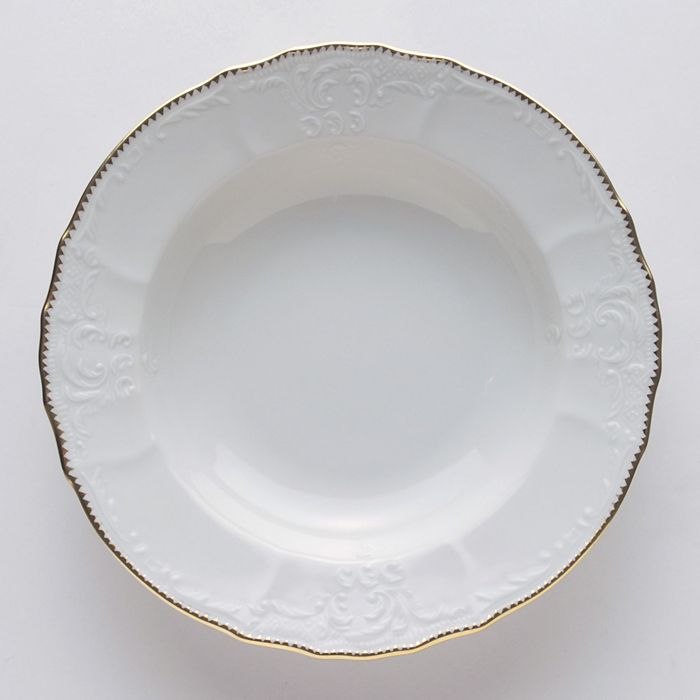 Shop Anna Weatherley Simply Anna Gold Rim Soup Plate In White/gold