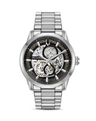 Bulova - Sutton Stainless Steel Skeleton Watch, 43mm