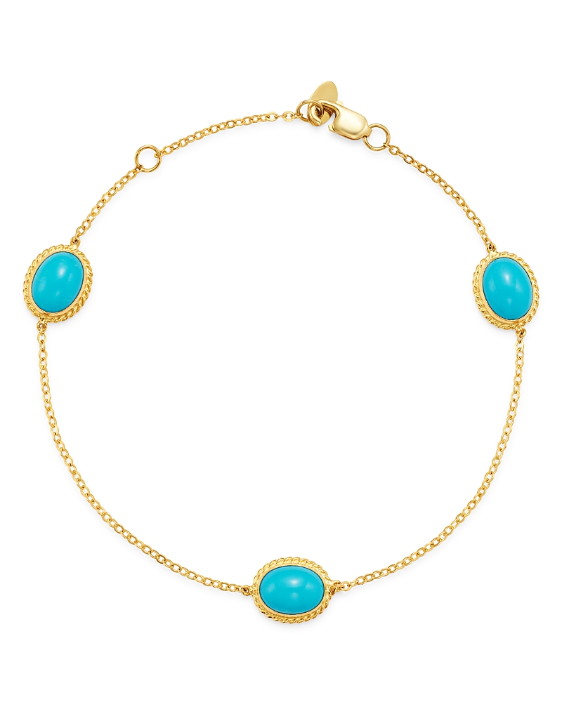 Bloomingdale's Fine Collection Turquoise Station Bracelet in 14K Yellow Gold