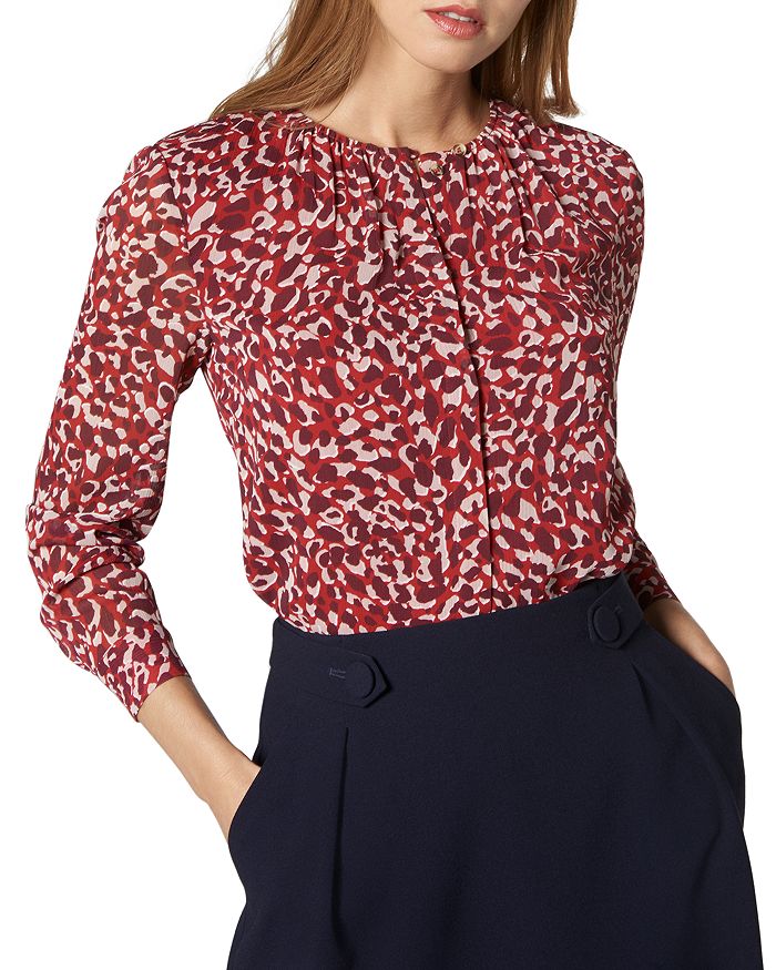 Warehouse red best sale leopard print blouse