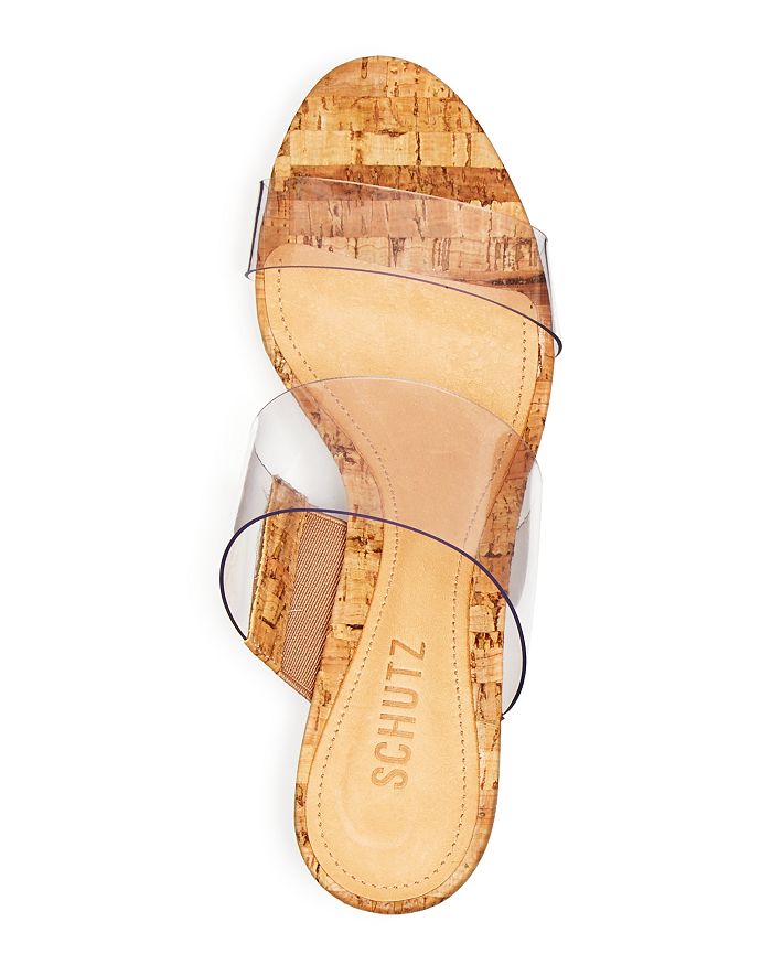 Shop Schutz Women's Victorie Block Heel Slide Sandals In Transparent/cork