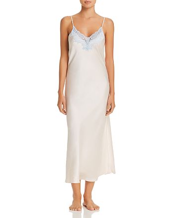 GINIA Silk Lace Trim Nightgown | Bloomingdale's