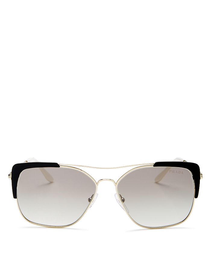 Prada Women's Mirrored Brow Bar Square Sunglasses, 58mm In Pale Gold/brown Gold