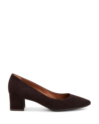 leather block heel pumps