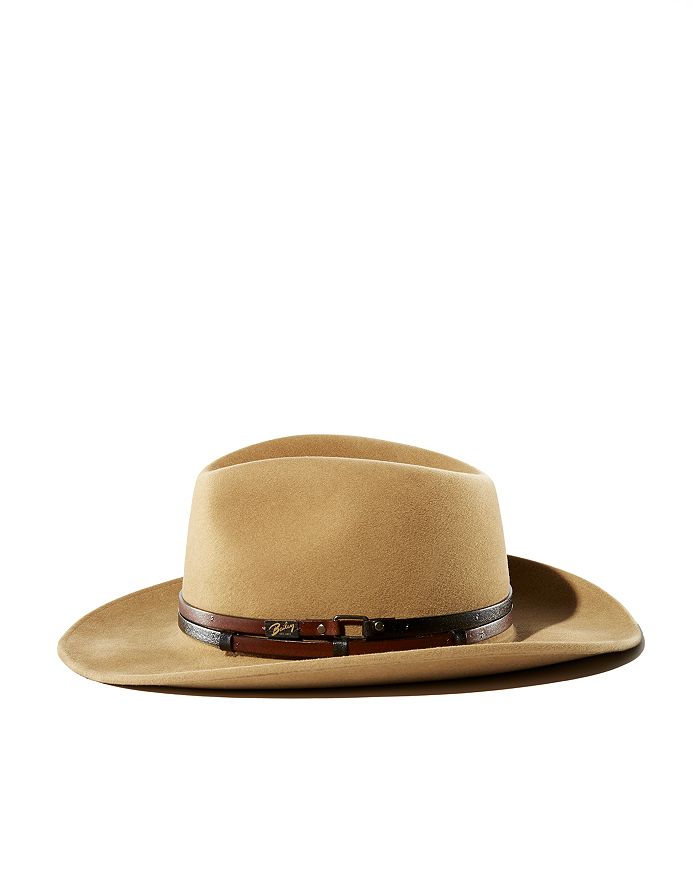 Bailey Of Hollywood Stedman Leather Trimmed Fedora Hat In Camel