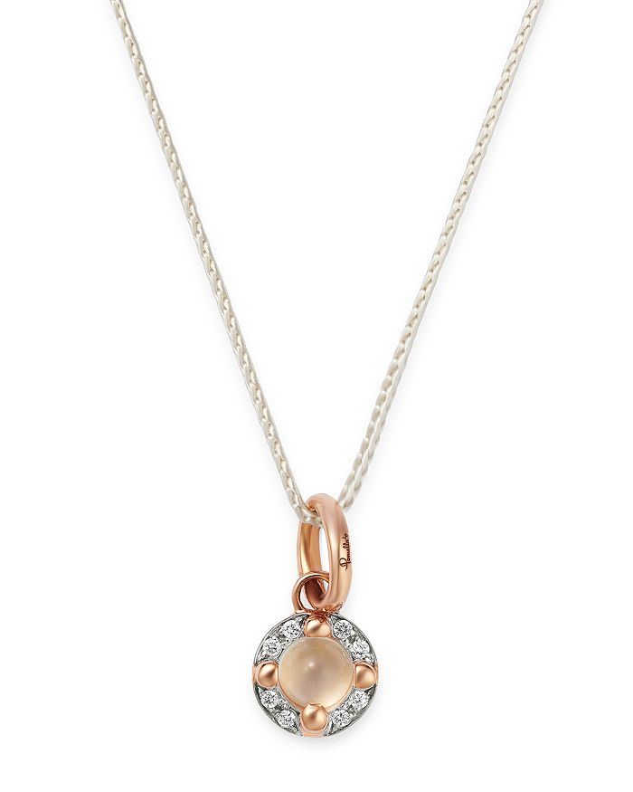 Shop Pomellato 18k Rose Gold M'ama Non M'ama Moonstone & Diamond Pendant Necklace, 17.3 In White/rose Gold