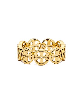 NEW TORY BURCH FROZEN LOGO RINGS IN GOLD COLOR Size:7 
