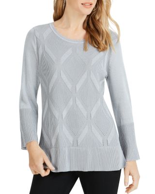 Foxcroft Dion Diamond Pattern Sweater In Sterling