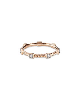 David Yurman - Cable Collectibles Cable Stack Ring in 18K Rose Gold with Diamonds