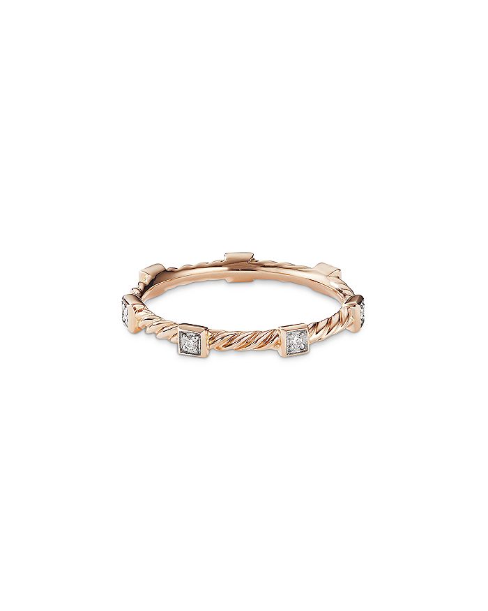 DAVID YURMAN CABLE COLLECTIBLES CABLE STACK RING IN 18K ROSE GOLD WITH DIAMONDS,R12820D8RADI85