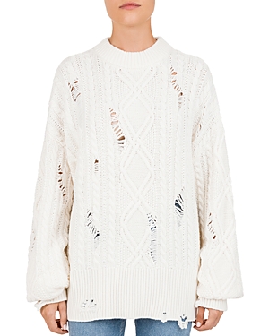 THE KOOPLES DISTRESSED CABLE KNIT SWEATER,FPUL17036K