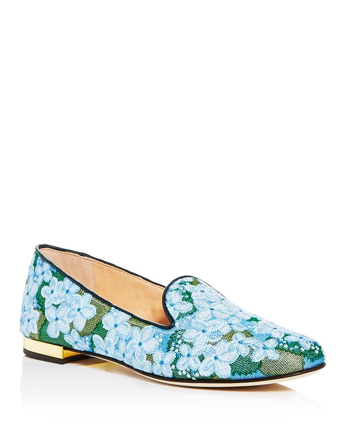 CHARLOTTE OLYMPIA WOMEN'S FLORAL EMBROIDERED SMOKING SLIPPERS,OLV009987B-01420
