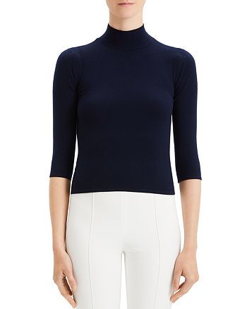 Theory Cropped Merino Wool Turtleneck Sweater | Bloomingdale's