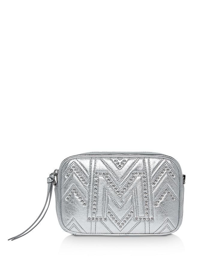 Mcm Logo Quilted Metallic Leather Belt Bag In Berlin Silver/silver