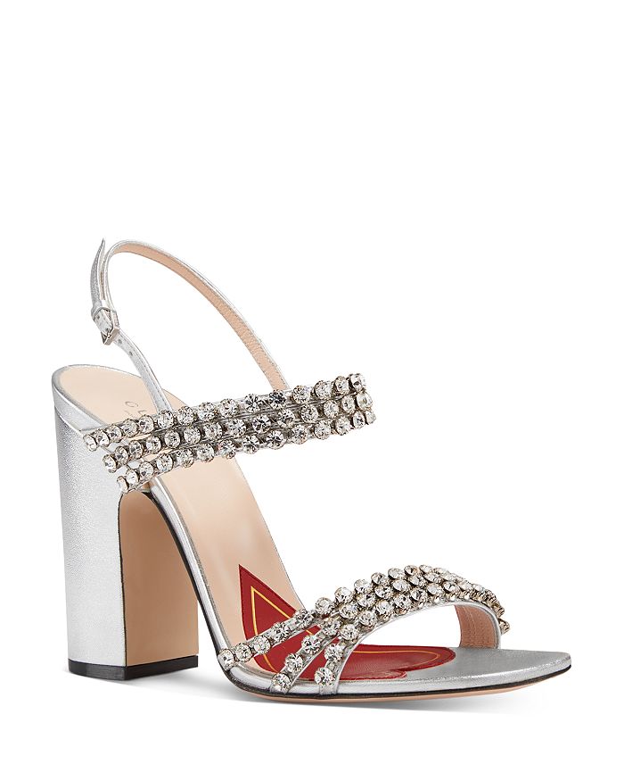 Gucci Women's Bertie Open-Toe Metallic Leather High-Heel Sandals ...