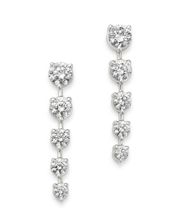 Bloomingdale's Diamond Graduated Drop Earrings In 14k White Gold, 3.0 Ct. T.w. - 100% Exclusive