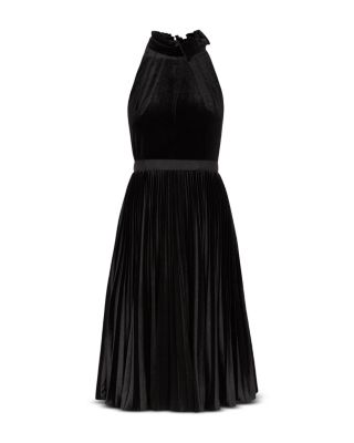 ted baker velvet pleated dress MidWeek - Marjorie Francis: Ted Baker 'Cornela' pleated velvet midi dress  $395, bow detail cross body $195, bow ring in rose gold $65 and 'Kaawa'  court shoes $190