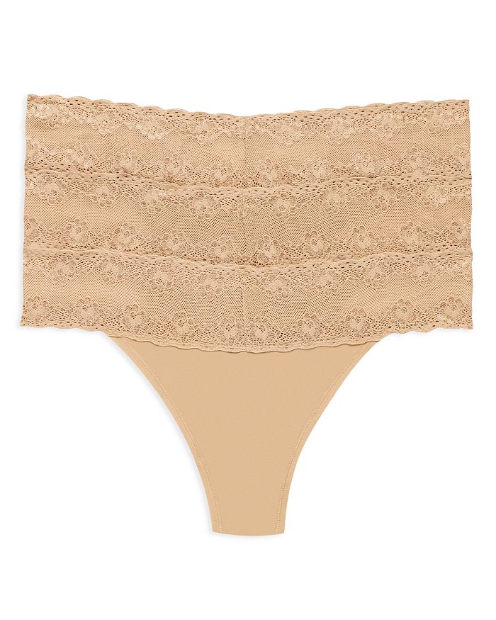 Shop Natori Bliss Perfection Thongs, Set Of 3 In Cafe