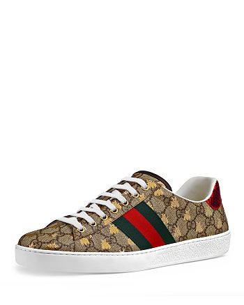 Gucci Men's Ace GG Supreme Bees Leather Lace Up Sneakers | Bloomingdale's