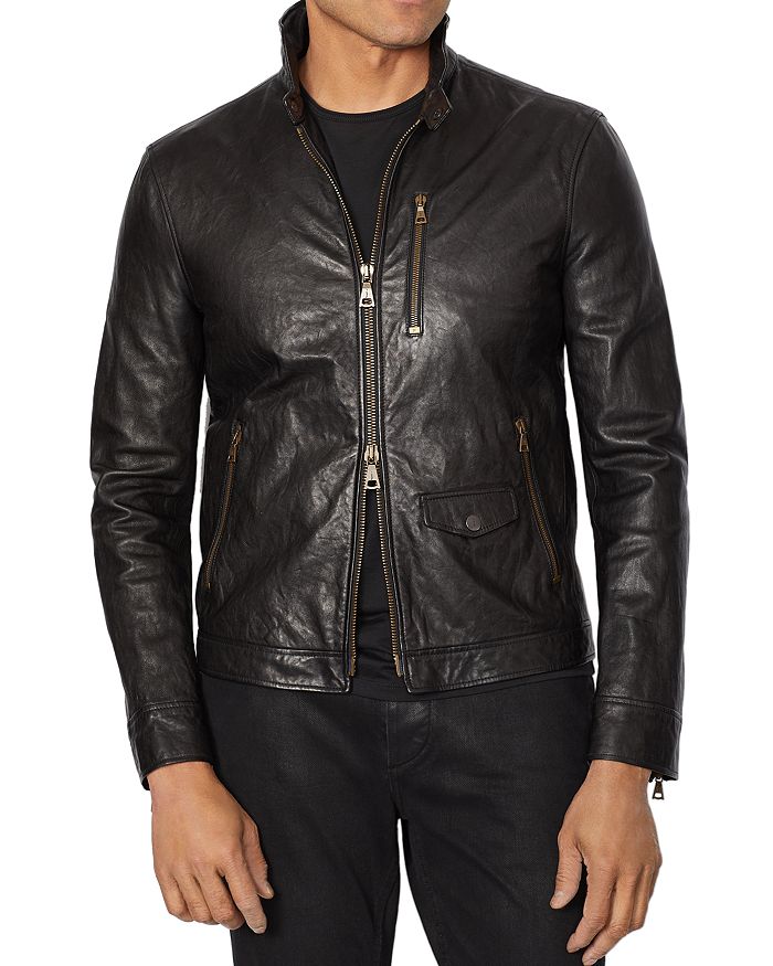 John Varvatos Collection Garment-Wash Slim Fit Leather Jacket ...