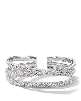 David Yurman - Paveflex Three-Row Bracelet with Diamonds in 18K White Gold